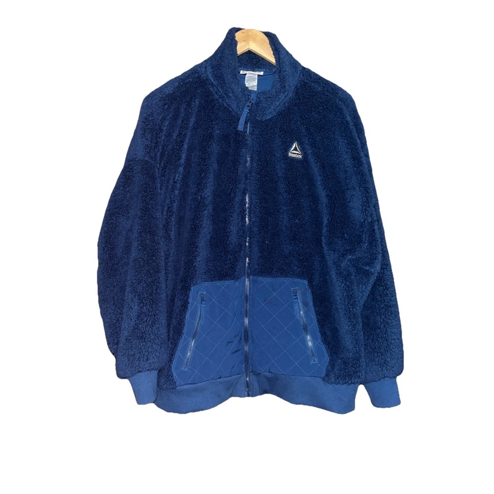 Reebok Jacket Mens Size 2XL Blue Fleece Full Zip Pockets Casual‎ Outwear Jacket